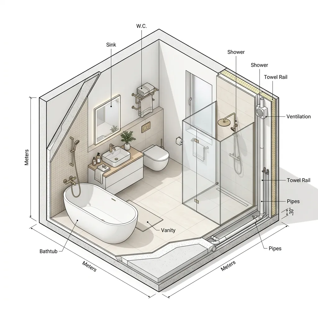 Diagrama axonométrico de interiores