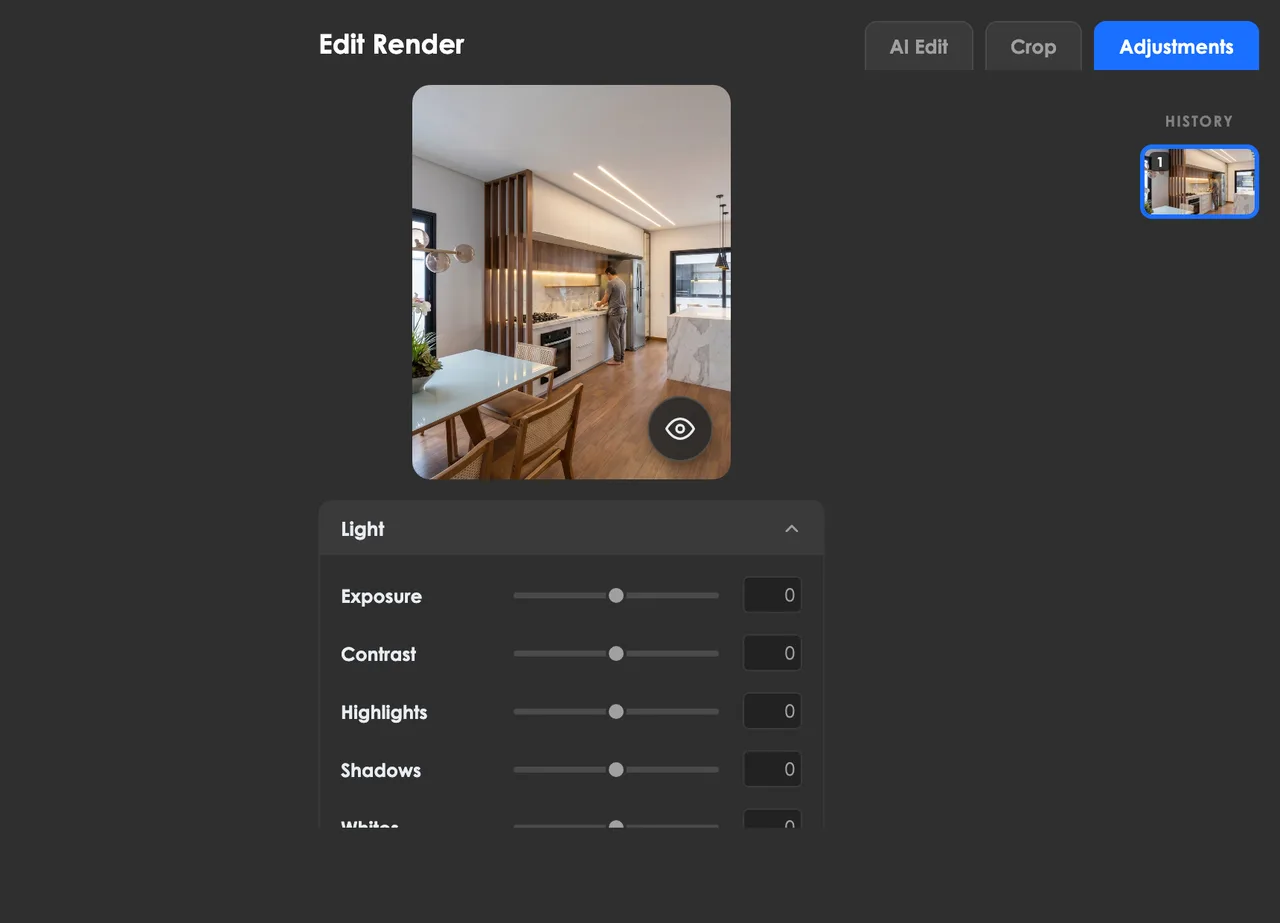 Editor Adjustments tab